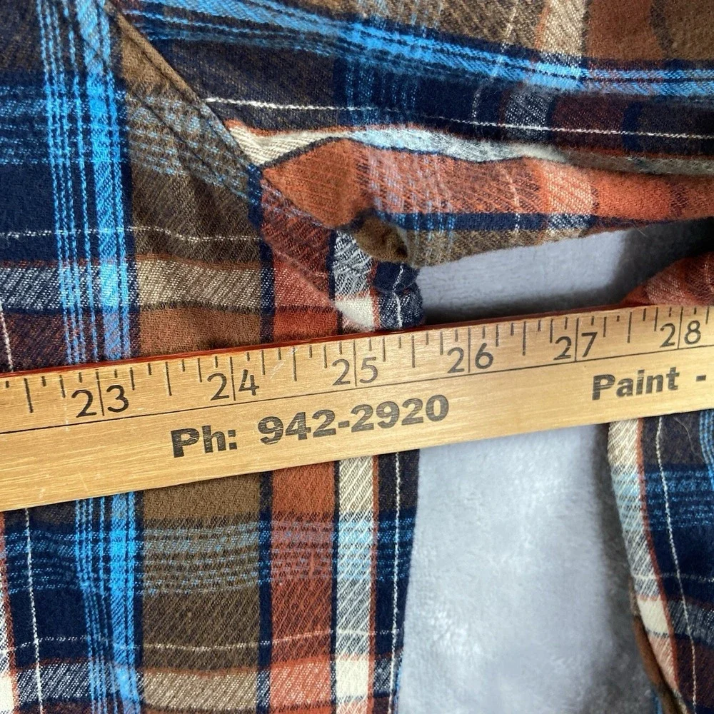 Carbon 2 Cobalt Shirt Mens XL Flannel Button Up Lightweight Plaid Casual Pocket